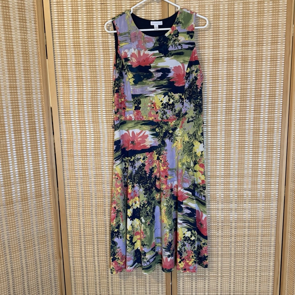 Charter Club Womens M Dress Multi-Color Floral A-Line No Belt Lagenlook Boho Vac